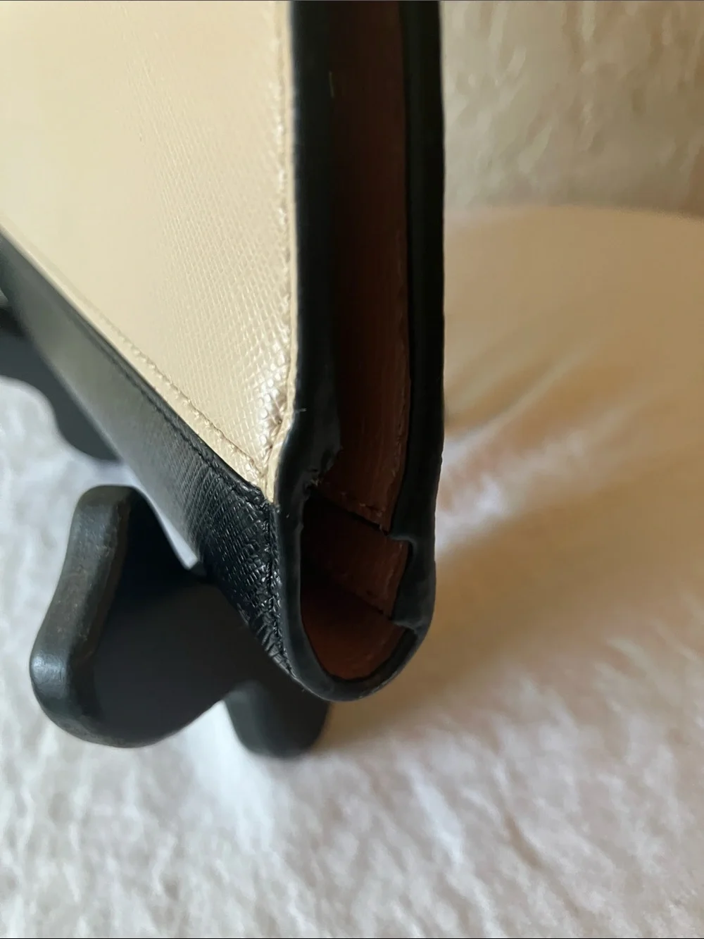 kate spade: Tan/Black Saffiano Leather Spencer Continental Wristlet/Clutch